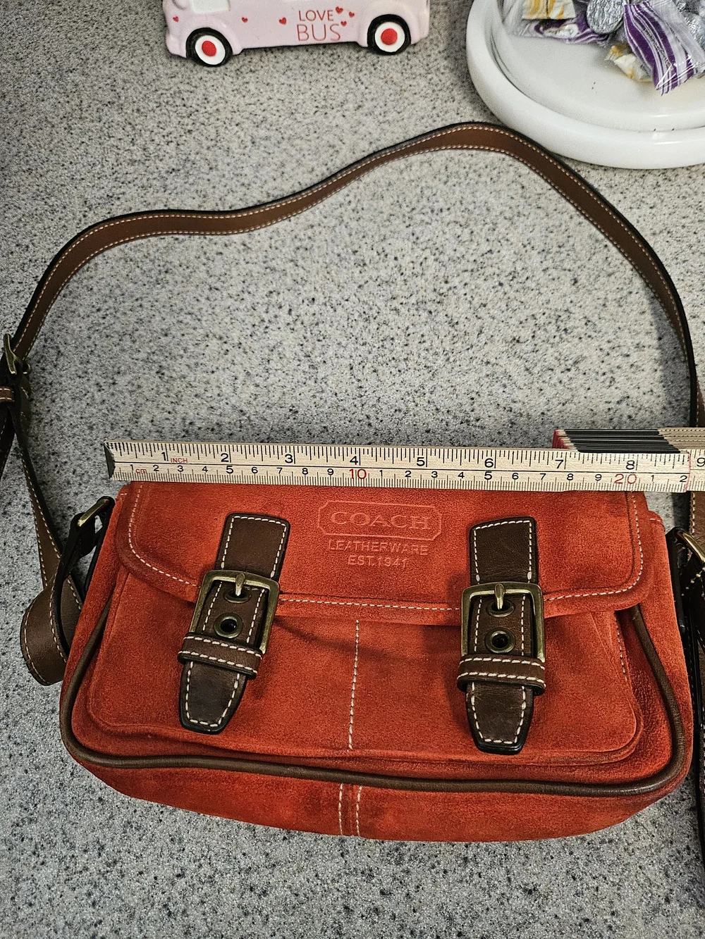 Coach Vintage Y2K Orange Suede Crossbody Bag (F3O-9358)